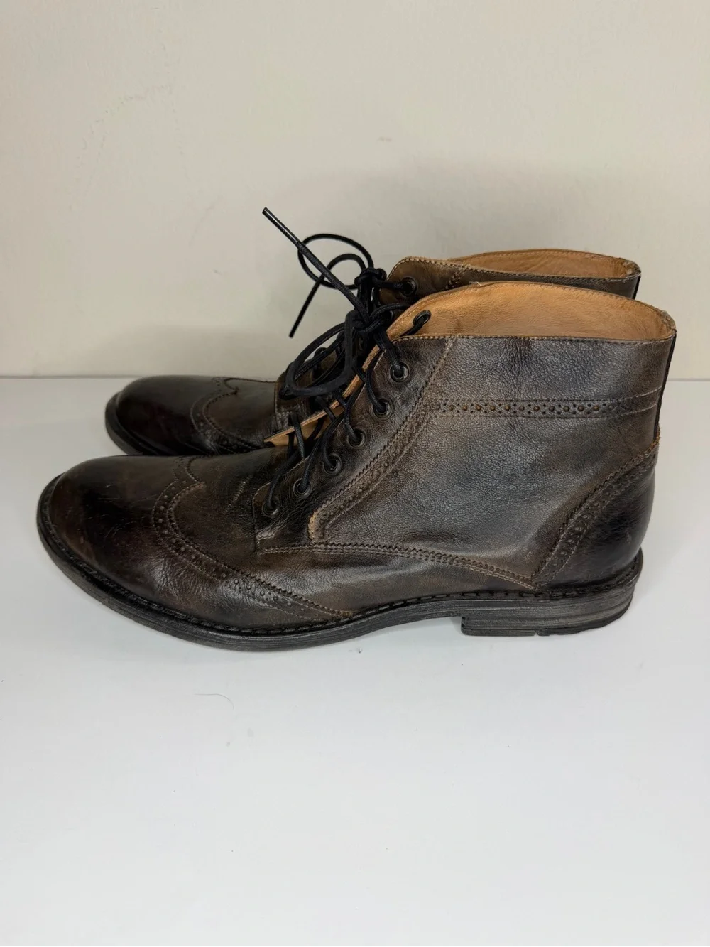 Bed Stu Brown Rustic Mans Leather Ankle Boots Size 13M Made In Mexico Workshop